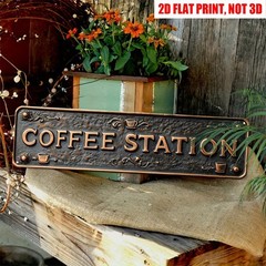 Vintage Coffee Station Metal Sign Retro Coffee Bar Home Cafe Decor Kitchen Gift