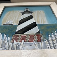 Nautical Lighthouse Reverse Painting On Glass Home Decor Lot 4 Pc Accent Wall