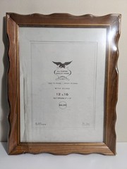Vintage Curved Wood 12×16 Photo Frame w/ Glass, Rear-Loading