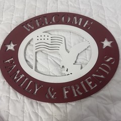 American Eagle Flag USA Wood Wall Hanging Decor Sign 4th Of July Welcome Family