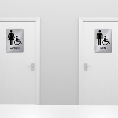Shimeyao 2 Pcs Men and Women Restroom Sign With Braille 8 x silver black