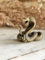 Solid Brass Indian Snake cobra figurine, fine lifelike snake miniature, reptile