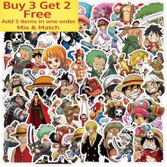 50pcs Waterproof Vinyl Stickers One Piece Anime Luggage Phone Laptop Fridge