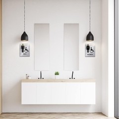 Shimeyao 2 Pcs Men and Women Restroom Sign With Braille 8 x silver black