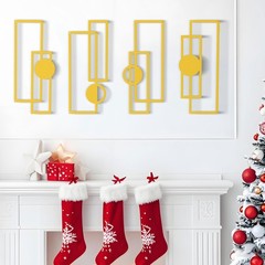 4 PCS Gold Metal Wall Art 16.5×7 Inch Modern Geometric Indoor Decor Set
