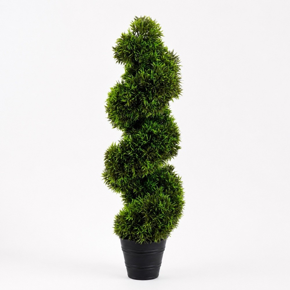 3’ UV Artificial Topiary Spiral Grass Tree Indoor/Outdoor