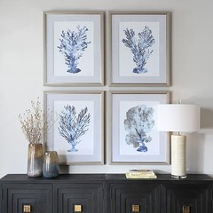 Uttermost 32428 Shibori Coral 32.25 X 26.25 inch Framed Prints, Set of 4