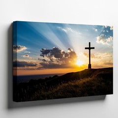 Wall Art Majestic Silhouette Of A Cross Stands Atop A Gently Sloping Home Decor