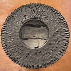 Black Art Glass Reef Decorative Charger Plate Large 14” Heavy Art Deco Modern