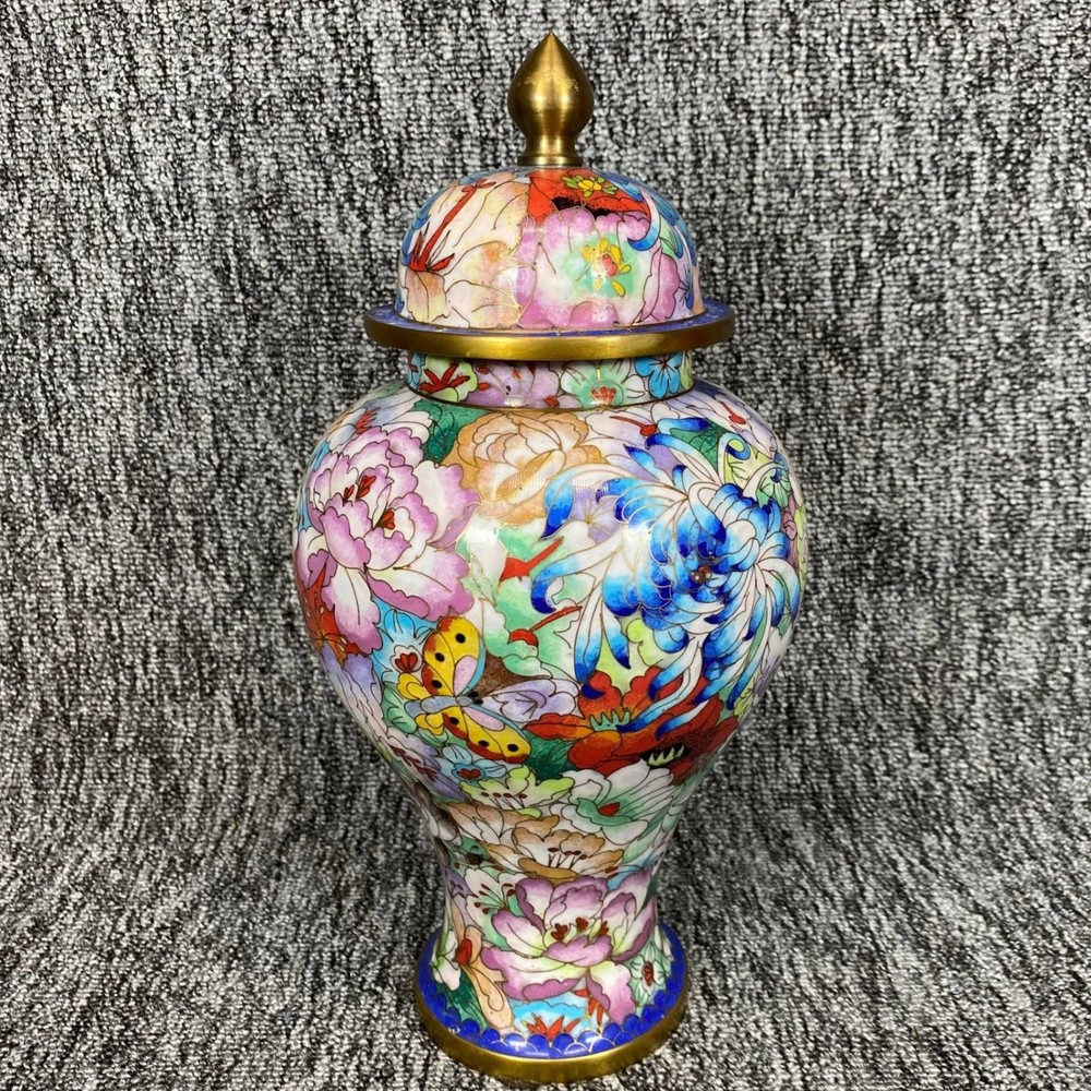Vintage Scott Shuptrine Chinese Cloisonne Ginger Jar Lid Floral Millefleurs Vase