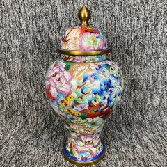 Vintage Scott Shuptrine Chinese Cloisonne Ginger Jar Lid Floral Millefleurs Vase