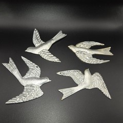 Set Of 4 Metal Birds, Wall Hanging Décor Approximately 4″ In Size