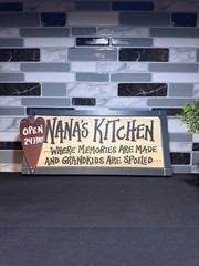 Nanas Kitchen Wall Art Sign Wooden Apprx 5 1/2″ x 12″ Memories made Rustic