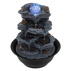 Tabletop Water Fountain w/Rolling Crystal Ball, Color-Changing LED Light, Pump