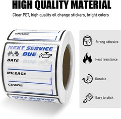 300 Pcs 2×2 Inch Oil Change Stickers Auto Windshield Service Reminder