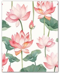 Pink Lotus Garden – 8×10 Unframed Pink Lotus Wall Art – Floral Pattern Poster…