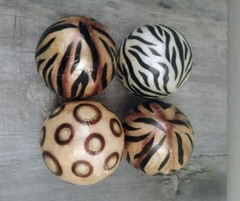 Decorative Spheres Lotof 4 Animal Print Zebra Tiger Circles Bowl Filler Orbs 4″