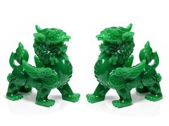 Jade Green Pi Xiu/Pi Yao /Bi Xie Wealth Guardian Statue Feng Shui Decor set Gift
