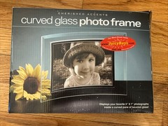 New Cherished Accents Curved Glass Photo Frame With Silver Accents For 5×7 Photo
