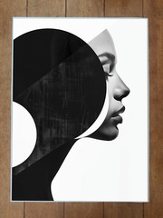 Woman Minimalist Poster Double Exposure 18x24in