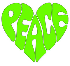 Peace/Love Heart – Bright Green – Vinyl Decal – Choose Size