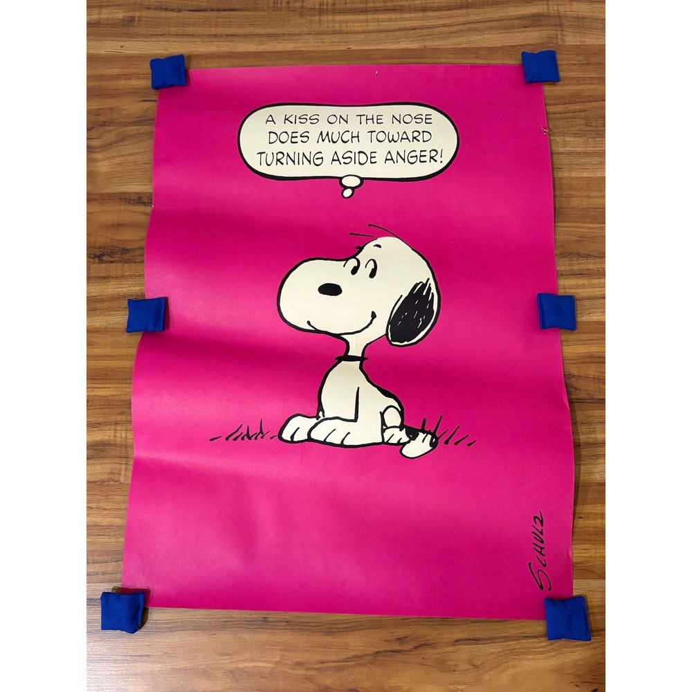 1960s Vintage Pink Snoopy Poster- Springbok Editions- 20″ x 28″
