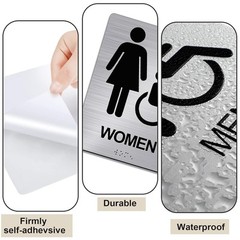 Shimeyao 2 Pcs Men and Women Restroom Sign With Braille 8 x silver black