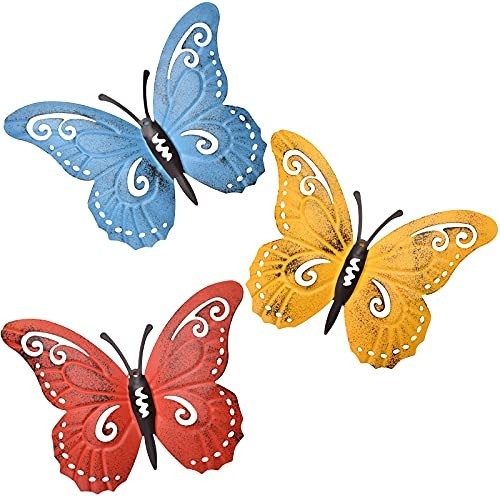 Enchanting Metal Butterfly Wall Decor – 3 Pieces for Elevating Any Space 9.4″L