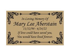 Memorial Plaque In Multiple Colors With Personalization – 8″ x 3″