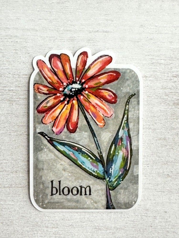 Pink Coral Flower Sticker, bloom wildly ACEO Flower Cute, Decal, whimsy