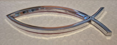 Silver Chrome Religious 3D Emblem- Durable Plastic- 5.5″ x 1.75″ NEW