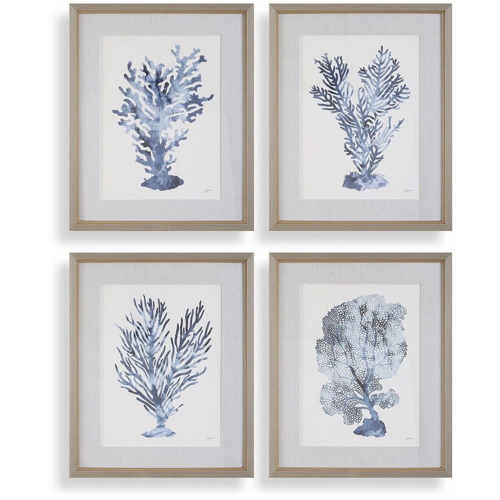 Uttermost 32428 Shibori Coral 32.25 X 26.25 inch Framed Prints, Set of 4