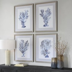Uttermost 32428 Shibori Coral 32.25 X 26.25 inch Framed Prints, Set of 4