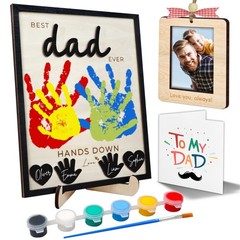 10″ Best Dad Ever Hands Down Sign DIY Dad Gifts from Kids Handprint Kit with …