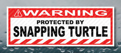 Warning Bumper Sticker PROTECTED BY SNAPPING TURTLE Prank Gag Joke Decal