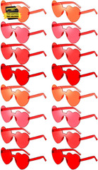 16 Heart Rimless Sunglasses Retro Colored Party Glasses Bulk Gradient Transparen