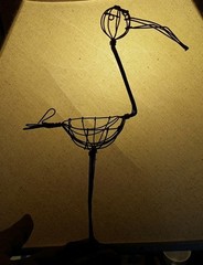 Folk Art Wire Basket Bird Decor Unusual Salt Life Decor Stork Or Other Species
