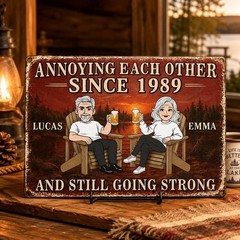 Personalized Annoying Each Other Metal Sign Anniversary Custom Name Sunset Decor