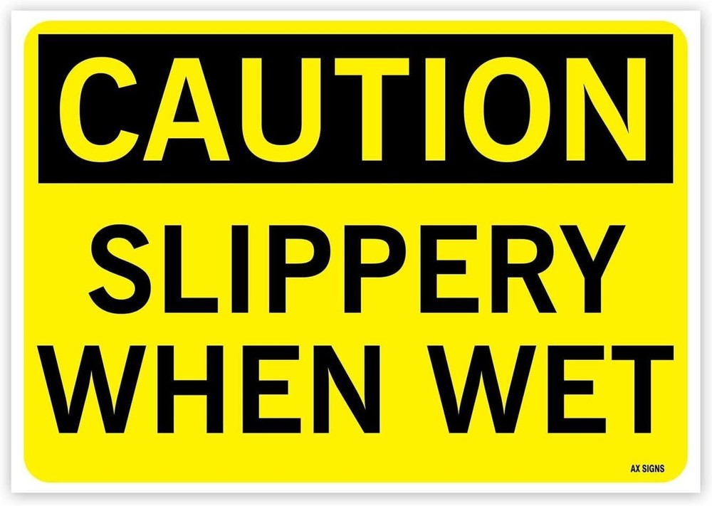 (2 Pack) Caution: Slippery When Wet Sticker 7 x 10 Inches