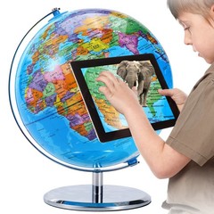 3D World Globe Earth Ocean Rotating World Map Geography w/ Stand Desktop Large