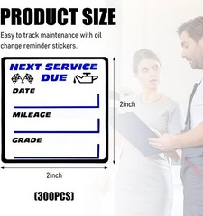 300 Pcs 2×2 Inch Oil Change Stickers Auto Windshield Service Reminder
