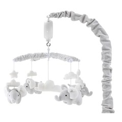 Crib Mobile with 12 Lullabies Soft Grey Elephant Nursery Decor