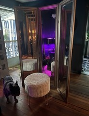 3 Panel Beveled Mirror, Solid Wood Room, Divider, Shabby Chic Vintage Look
