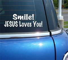 SMILE JESUS LOVES YOU DECAL STICKER FAITH CHURCH CHRISTIAN MOTIVATE CAR TRUCK
