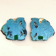 2 Vintage Fish Chalk Wall Plaques Chalkware 1960s Miller Studio Bathroom