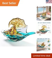 Hand Blown Glass Conch Shell Large – Beach Decorations for Home, Coastal Bath…