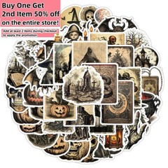 50 Pcs Stickers Vintage Halloween Laptop Luggage Skateboard Car Graffiti Vinyl