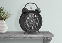 Clocks – 12″ Round – Gear Mechanism – Table Clock – Black – Transitional