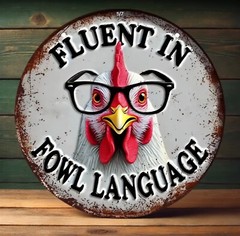 Fluent in Fowl Language Wood Sign All Weather