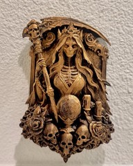 Gothic Grim Reaper 9” Wall Plaque Skeleton Queen Death Dark Fantasy Decor Art